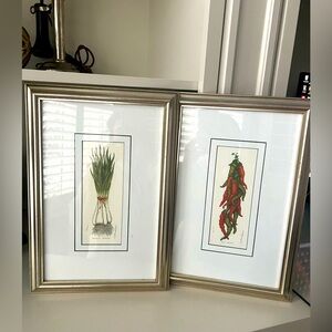 Vintage 1980’S MARTHA HINSON Lithograph Prints Framed Pepperoncini & Green Onion